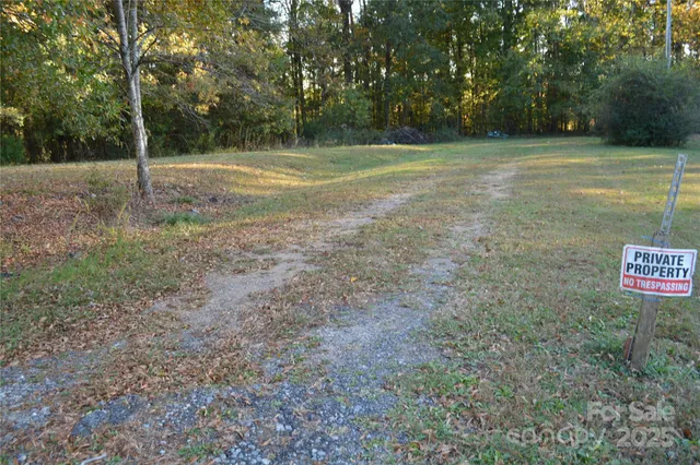 a view of a field with trees in the background