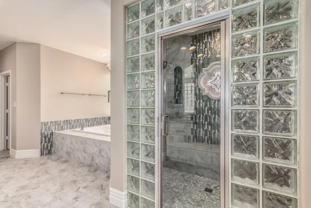 a view of a glass door with a glass door