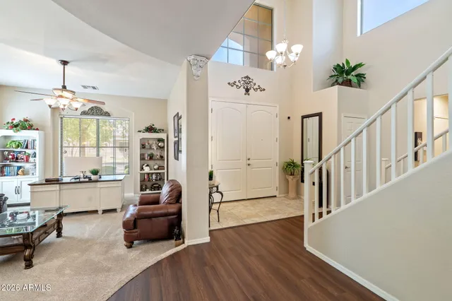 a living room with furniture