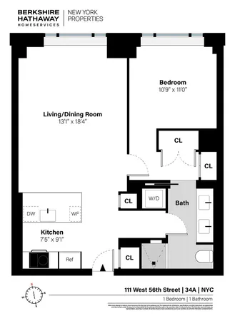 $10,000 | 111 West 56th Street, Unit 34A | Theater District