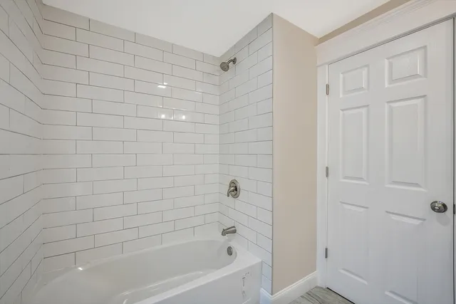 a bathroom with a bathtub