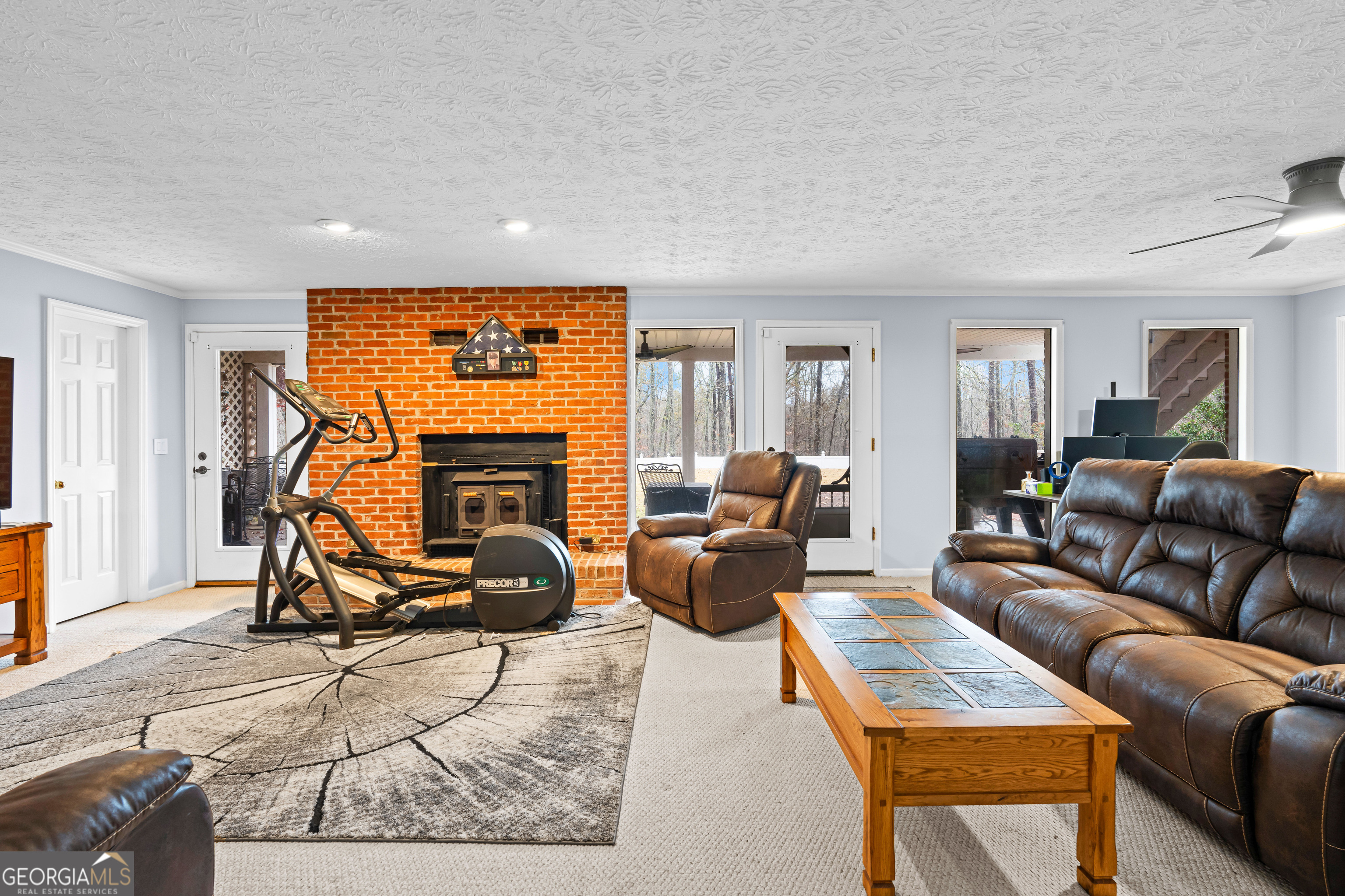 296 Ebenezer Church Road Fayetteville, GA 30215 - Photo 3 of 66 a living room with furniture a flat screen tv and a fireplace