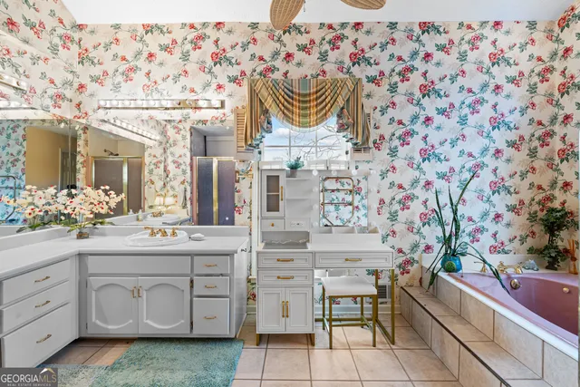 a view of pool with trees