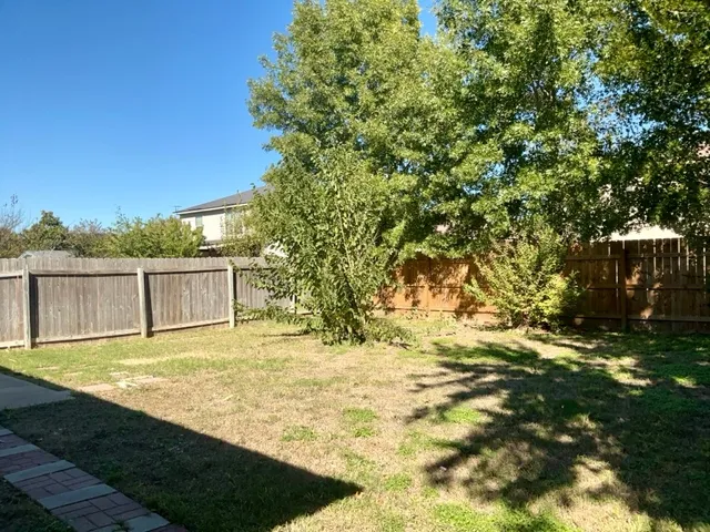 a view of back yard of the house