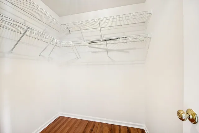 a view of a room with racks on the wall