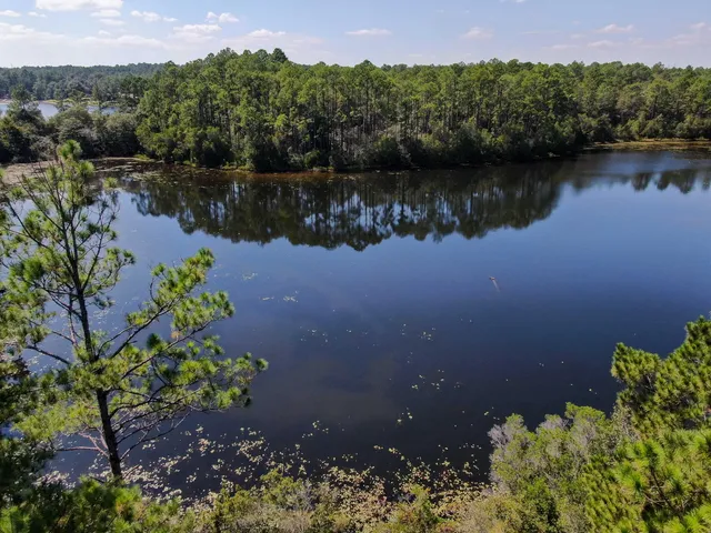 a view of a lake with a mountain in the background