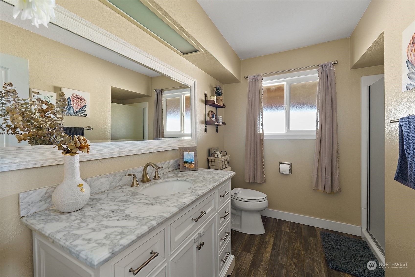 1880 Birch Bay Lynden Road Ferndale, WA 98248 - Photo 10 of 33 a bathroom with a granite countertop sink a toilet and a mirror