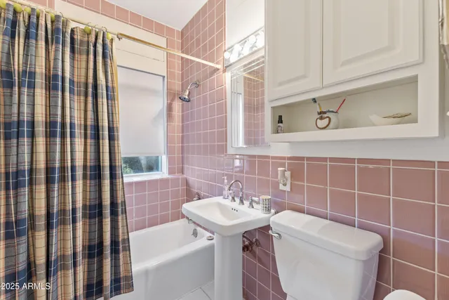 a view of a yard with plants and a table and chair