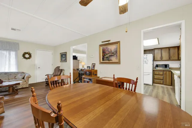 a view of a park with large trees