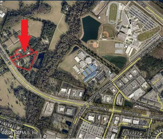 an aerial view of a house