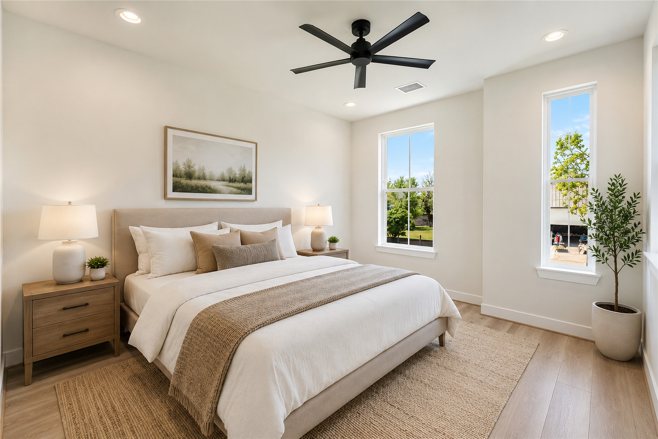 11104 Bauman Road Houston, TX 77076 - Photo 11 of 17 Bright secondary bedroom with large windows and modern finishes.