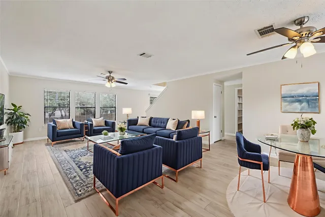 a living room with furniture