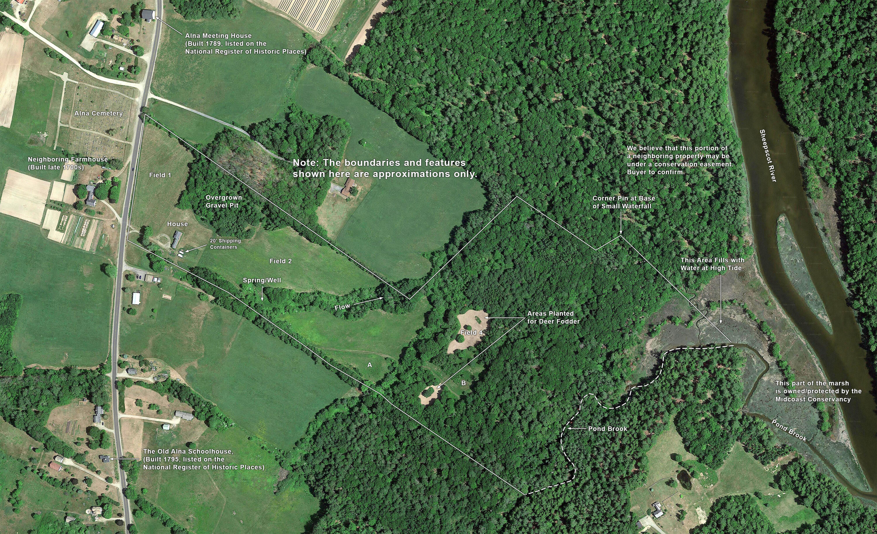1655 Alna Road Alna, ME 04535 - Photo 65 of 94 alna-property-boundaries-over-satellite-