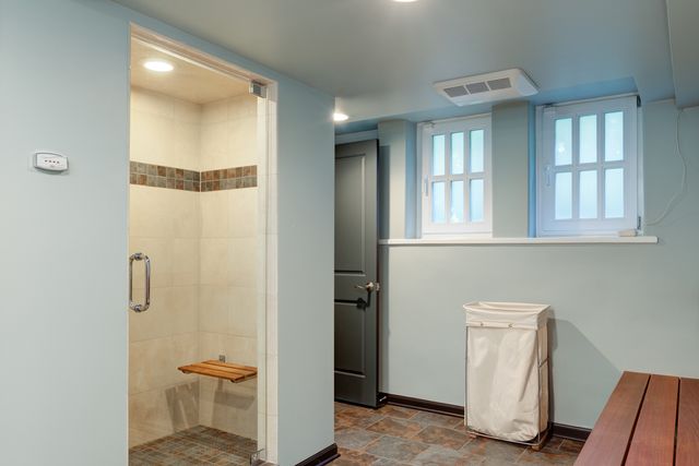 a bathroom with a shower