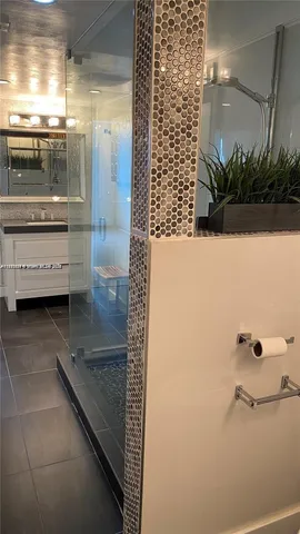 an outdoor space with furniture