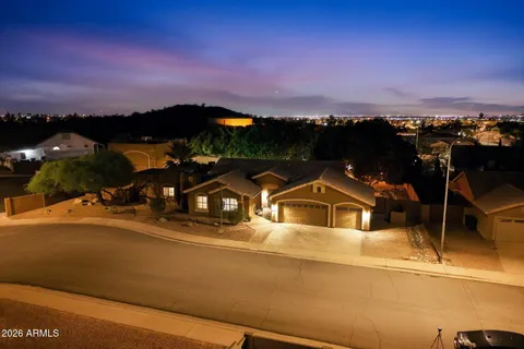 a view of a street with sunset view