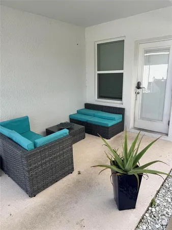 a room with a potted plant