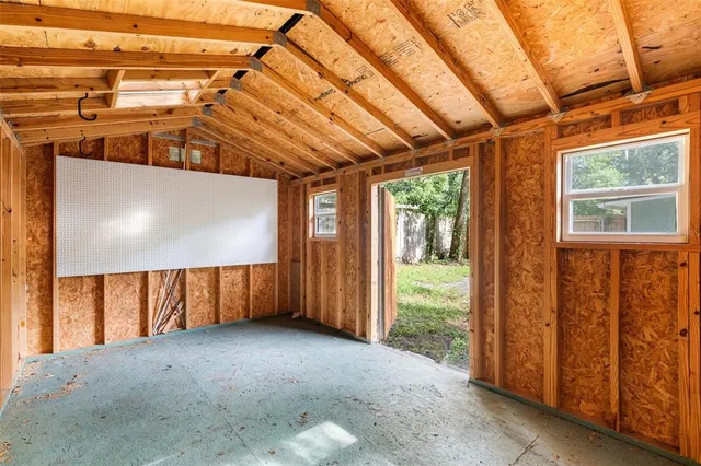a view of porch with green walls