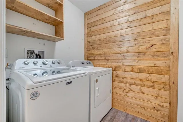 a utility room with dryer and washer