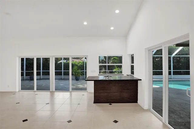 a living room with a large window