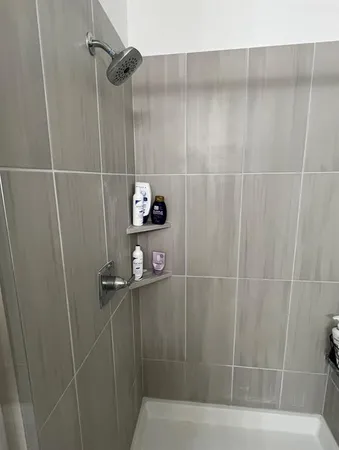 a bathroom with a shower