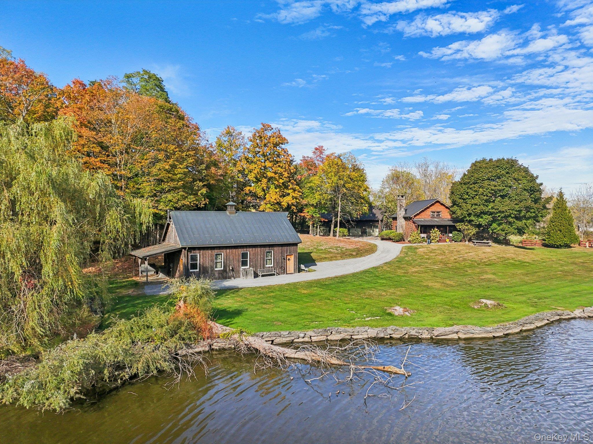 101 Upper Wisner Road Warwick, NY 10990 - Photo 42 of 48 Rear view of property with a yard, a water view, and a chimney