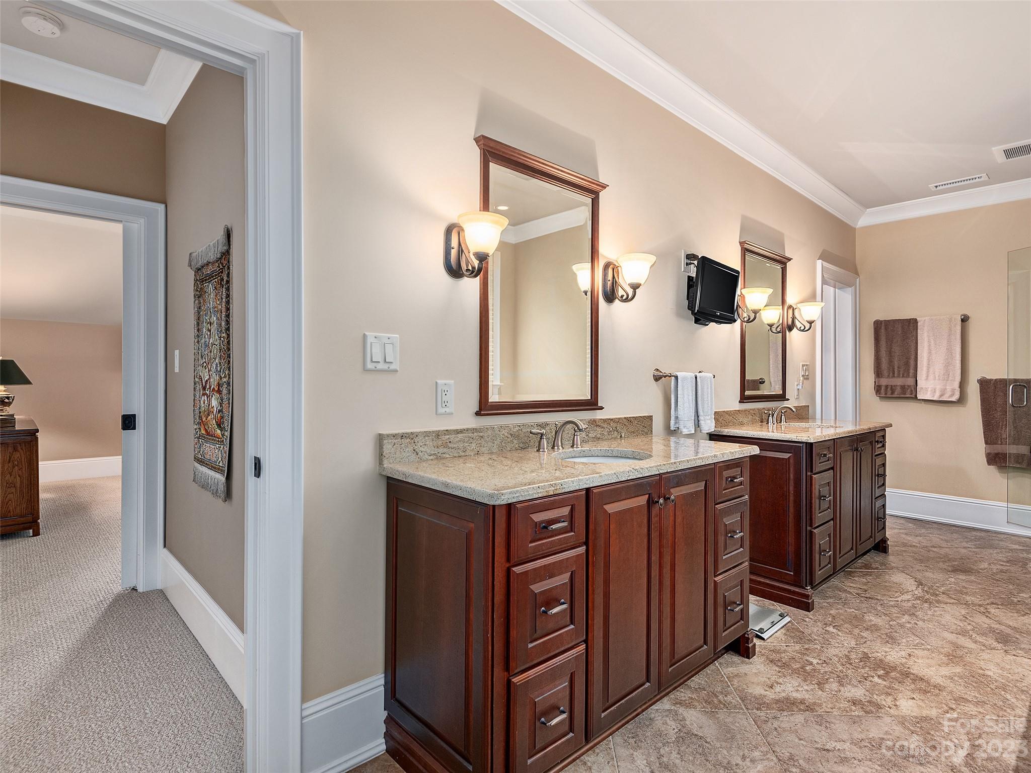 113 Willow Farm Road Fairview, NC 28730 - Photo 29 of 48 a bathroom with a granite countertop sink and a mirror