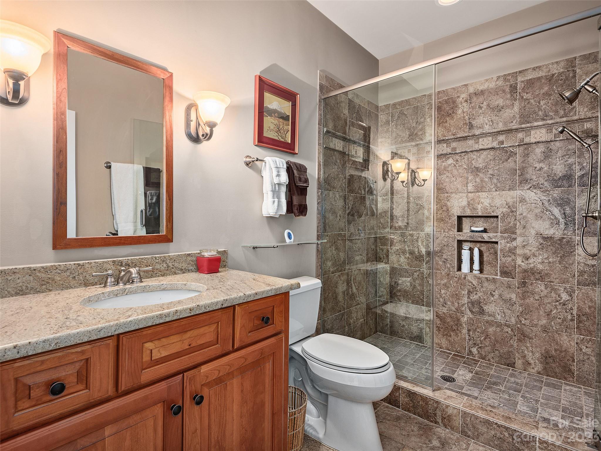 113 Willow Farm Road Fairview, NC 28730 - Photo 39 of 48 a bathroom with a sink and a mirror
