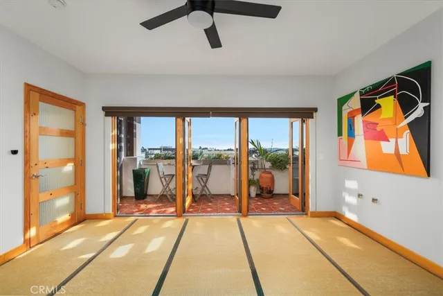 a living room with a large window