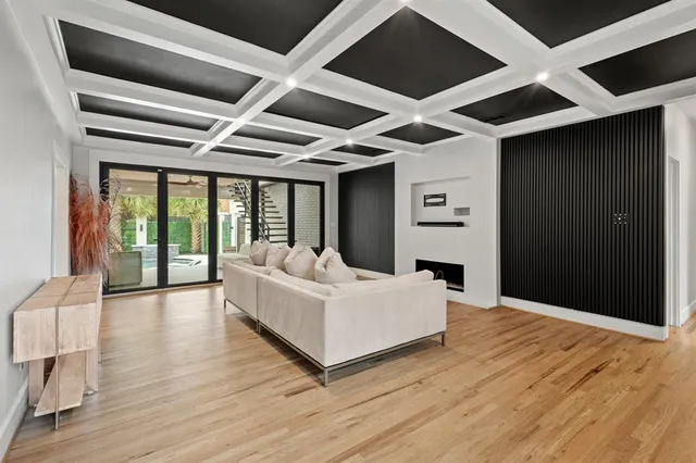 a large room with wooden floor