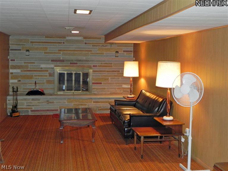 10000 West Pleasant Valley Road Cleveland, OH 44130 - Photo 16 of 22 The rec room in the lower level sports a working fireplace