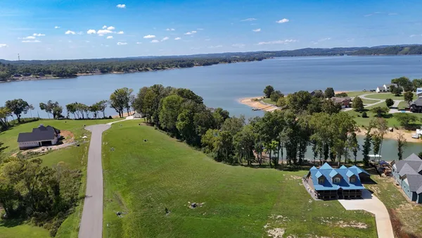a view of a lake from a yard