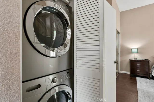 a view of a storage & utility room with washer and dryer
