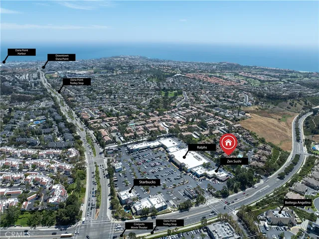 an aerial view of a backyard