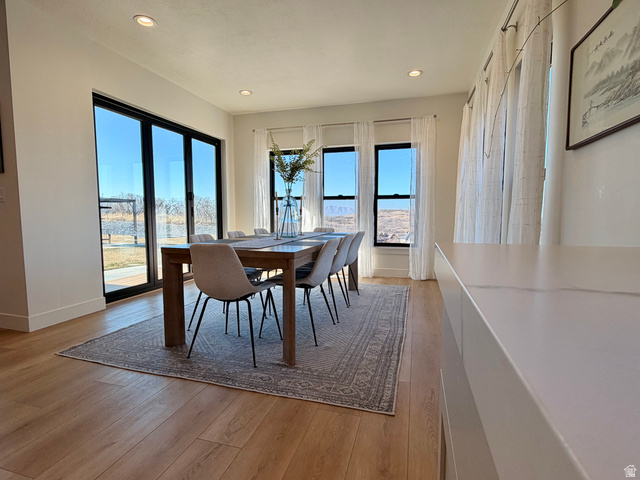 3626 Riverstone Road Mapleton, UT 84664 - Photo 15 of 58 Dining space with light wood-type flooring and recessed lighting