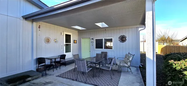 a outdoor living space with furniture