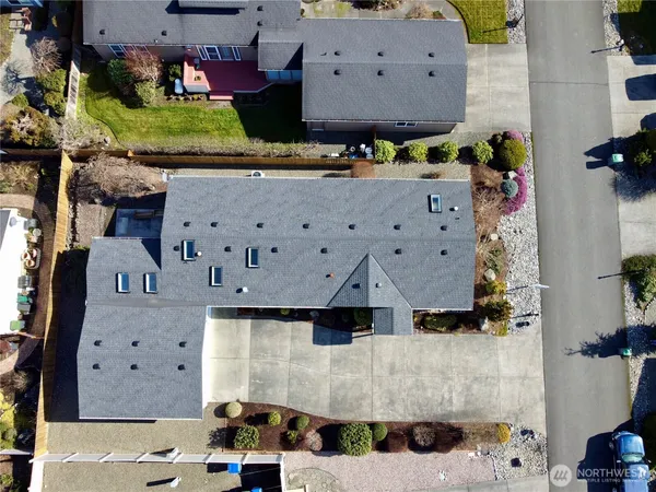 an aerial view of a house