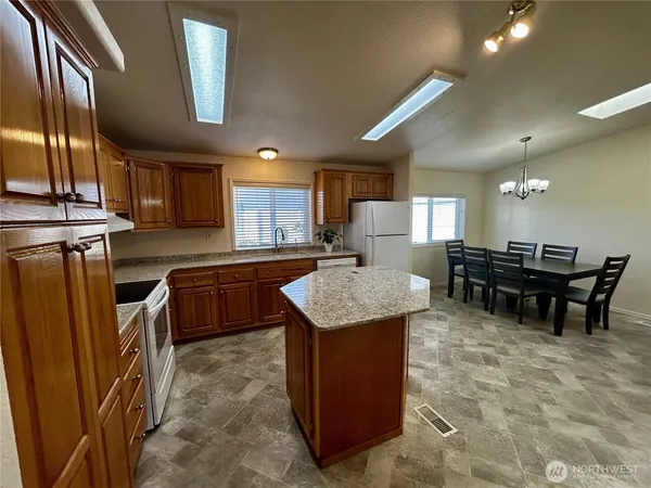 a kitchen with lots of counter top space