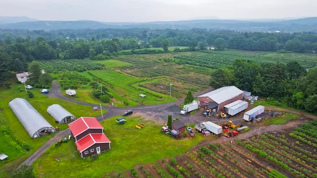 an aerial view of a golf course with outdoor space