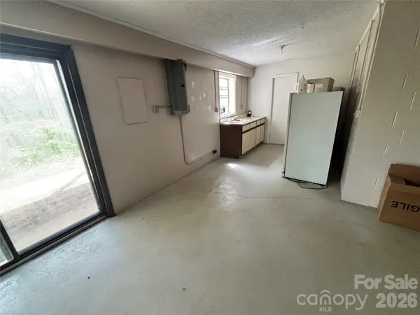 a view of kitchen and window