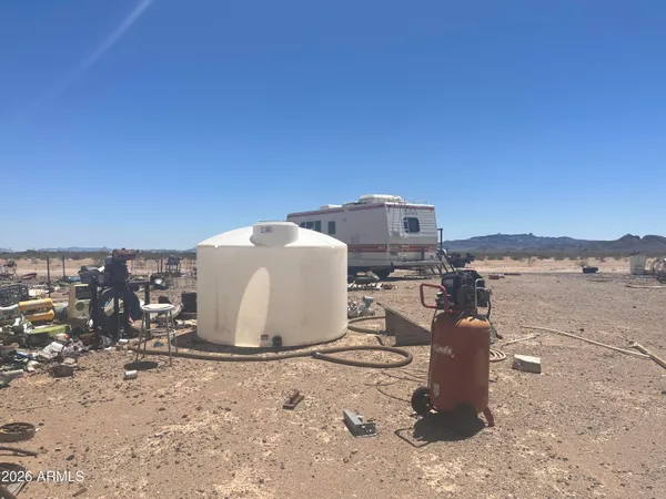 a view of a terrace with a water view