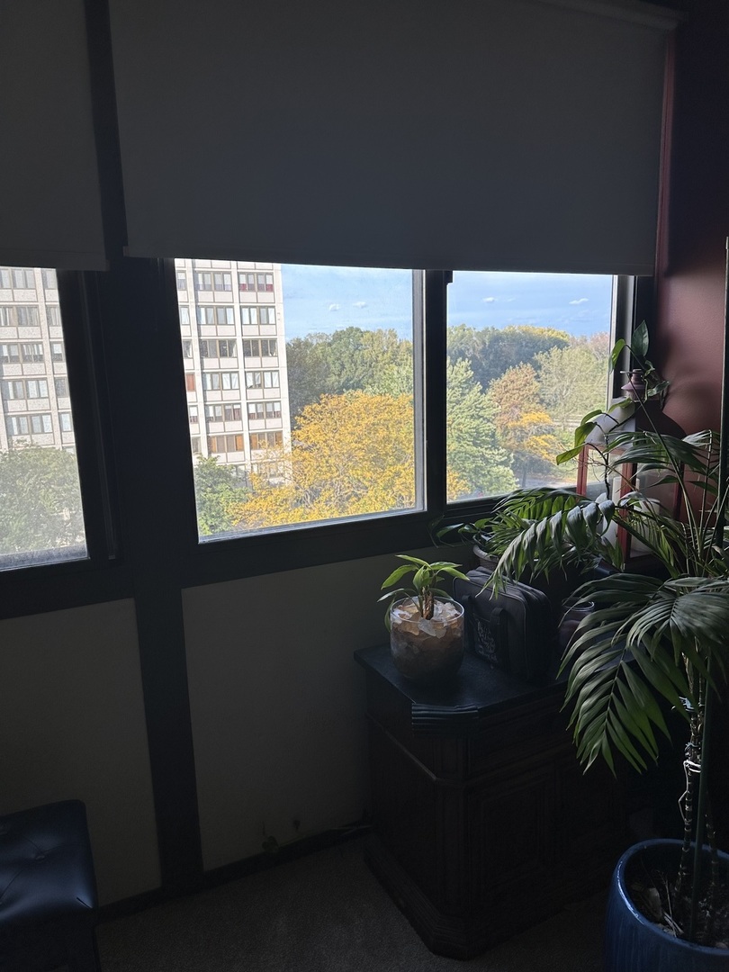 4850 South Lake Park Avenue, Unit 702B Chicago, IL 60615 - Photo 10 of 13 a living room with furniture and a floor to ceiling window
