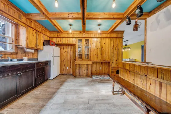 a view of a bathroom with tub