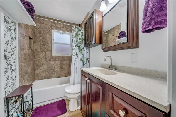 a bathroom with a sink a toilet and a bathtub