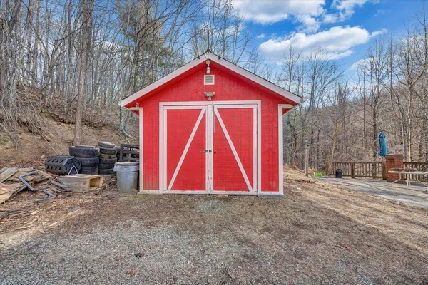 a view of backyard of house