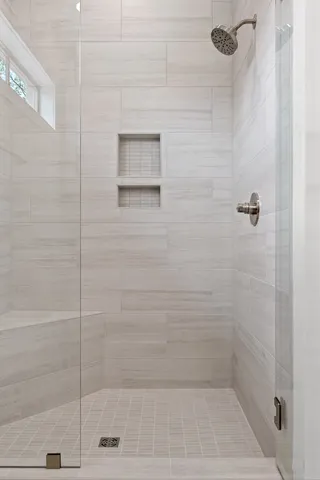 a bathroom with a shower