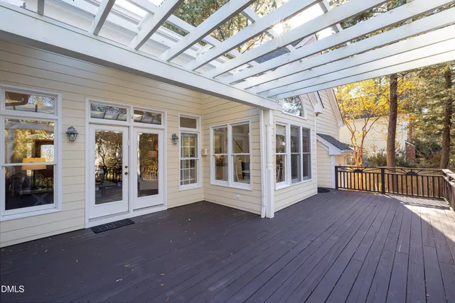 an outdoor space with seating