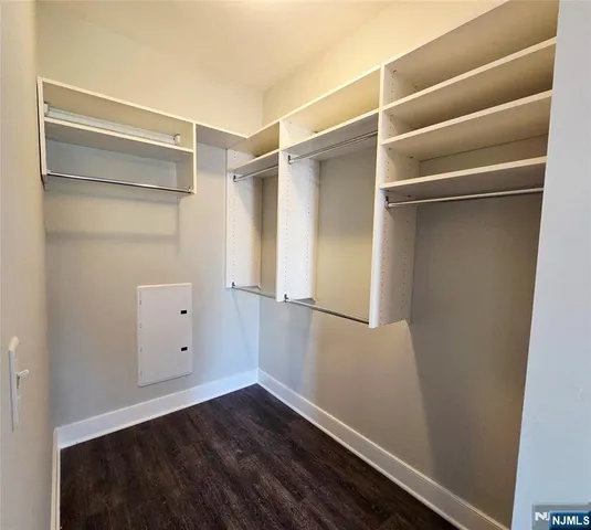 a view of an empty walk in closet