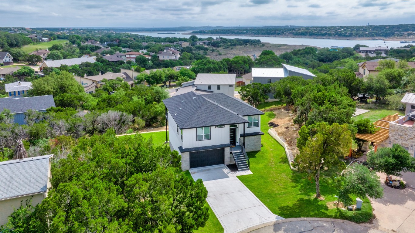 an aerial view of a house