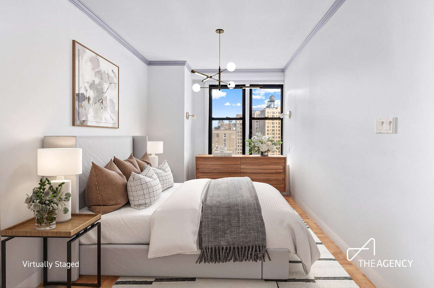 201 East 21st Street, Unit 10H Manhattan, NY 10010 - Photo 2 of 6 a bedroom with a large bed and a window